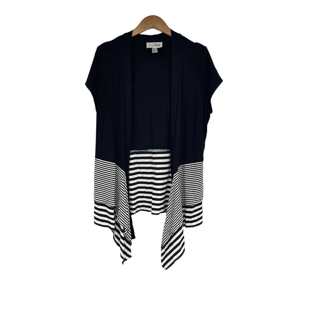 Joseph Ribkoff Sweater Black And White Short Sleeve Open Front Cardigan Women 12